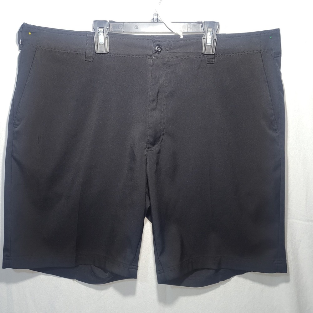 PGA TOUR Men's Stretch Flat Front Black Chino Shorts Size 40 Four Pockets